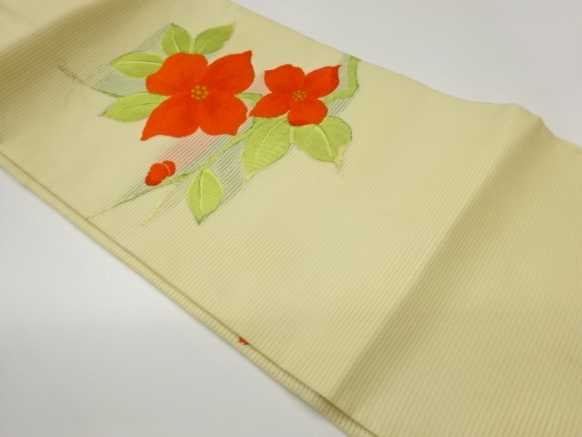 絽枝花模様織出し名古屋帯